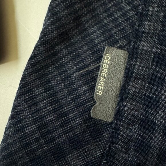 Icebreaker Merino Mens S Departure Long Sleeve Button Shirt Wool Checkered Blue - Picture 5 of 10